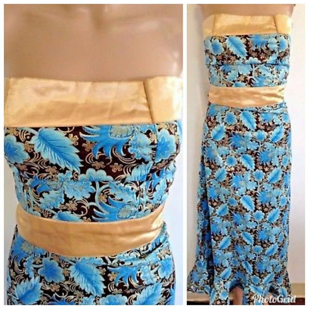 TEAL AND GOLD TUBE DRESS SIZE EXTRA SMALL